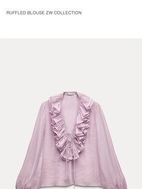 ZARA NWT, ZW Collection Ruffled Lavender Blouse, size small